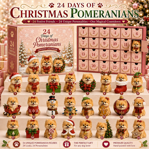 ⏰Limited Stock 50% OFF - 24 Days of Christmas Pomeranians Advent Calendar | 24 Unique Figures