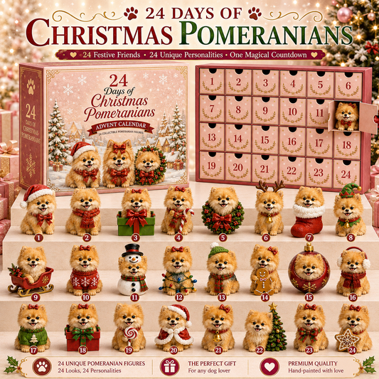 ⏰Limited Stock 50% OFF - 24 Days of Christmas Pomeranians Advent Calendar | 24 Unique Figures