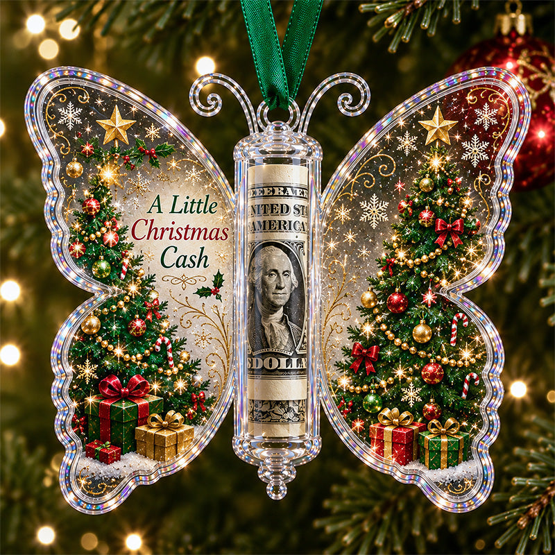 Christmas Tree Cash Gift Butterfly Ornament with center money holder