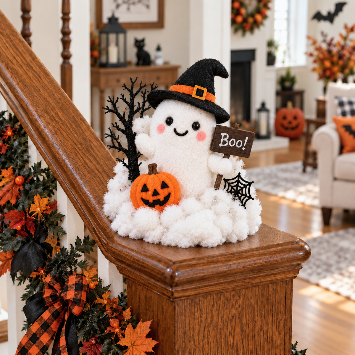 Complete ghost crew Halloween staircase scene