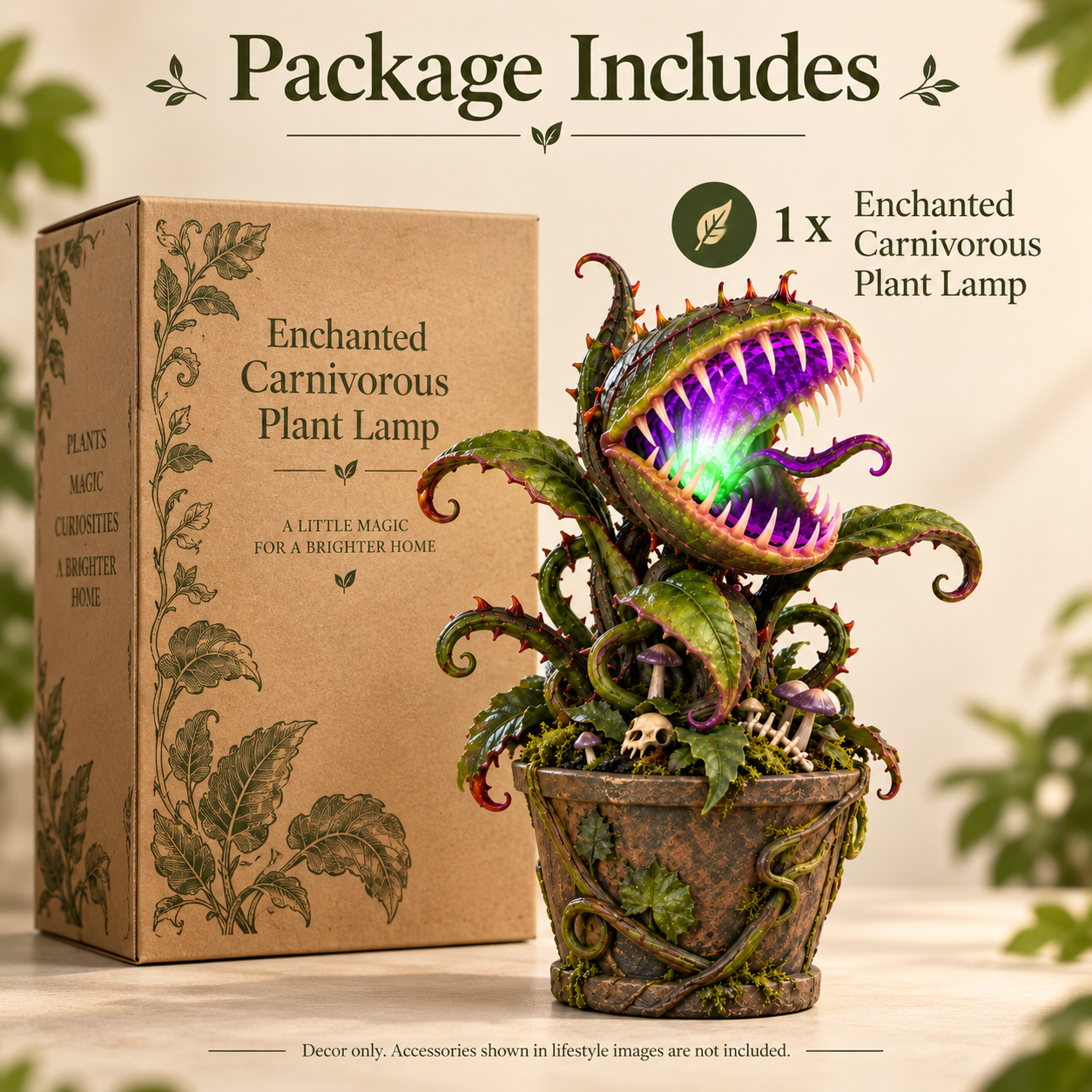 ⏰Limited Stock 50% OFF: Enchanted Carnivorous Plant Lamp 🌿✨ Fantasy Glowing Resin Decor