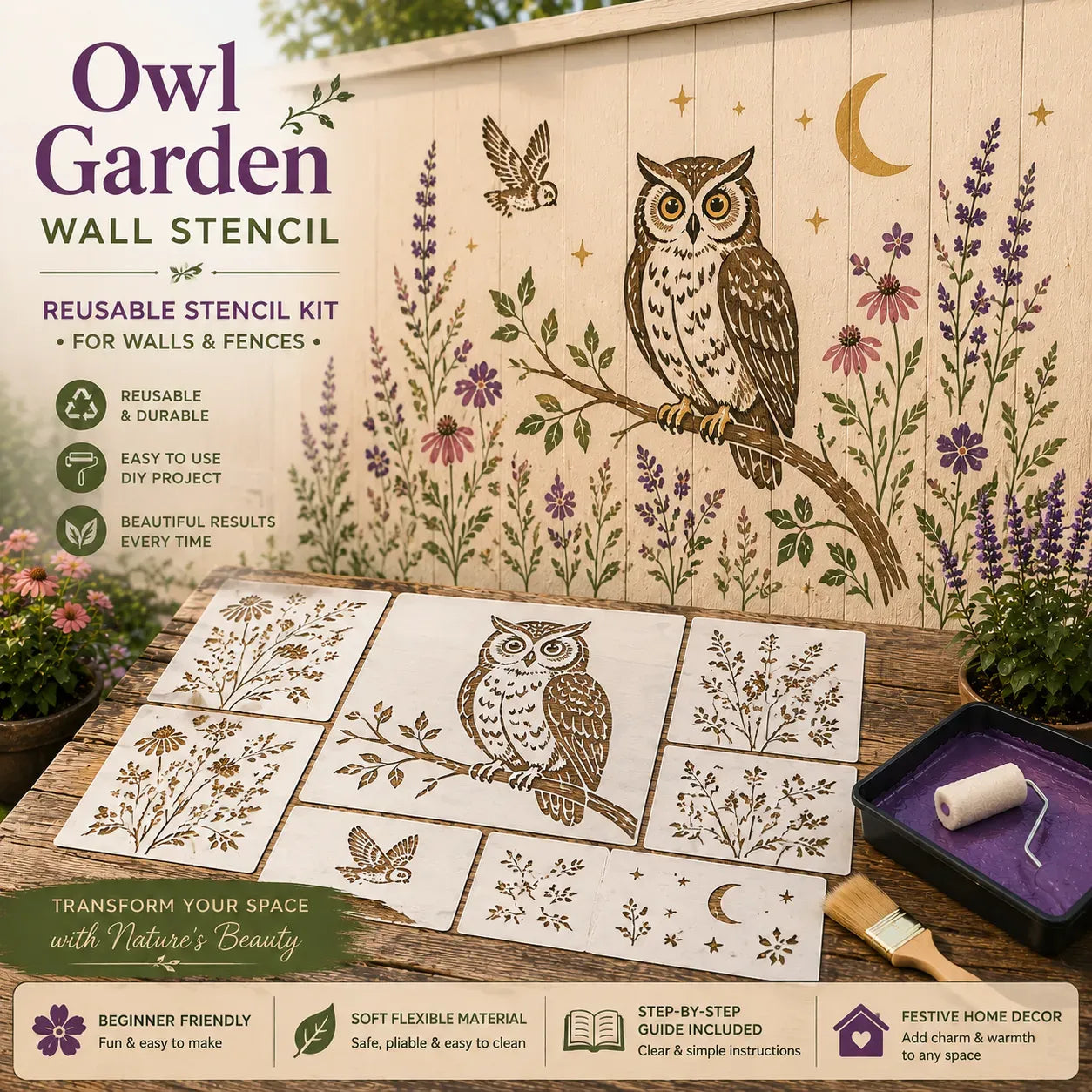 📦Limited Stock 49% OFF 🌿 Garden Wall Stencil™—Make your walls look lively and not monotonous🎁Give your child a vivid home🏠