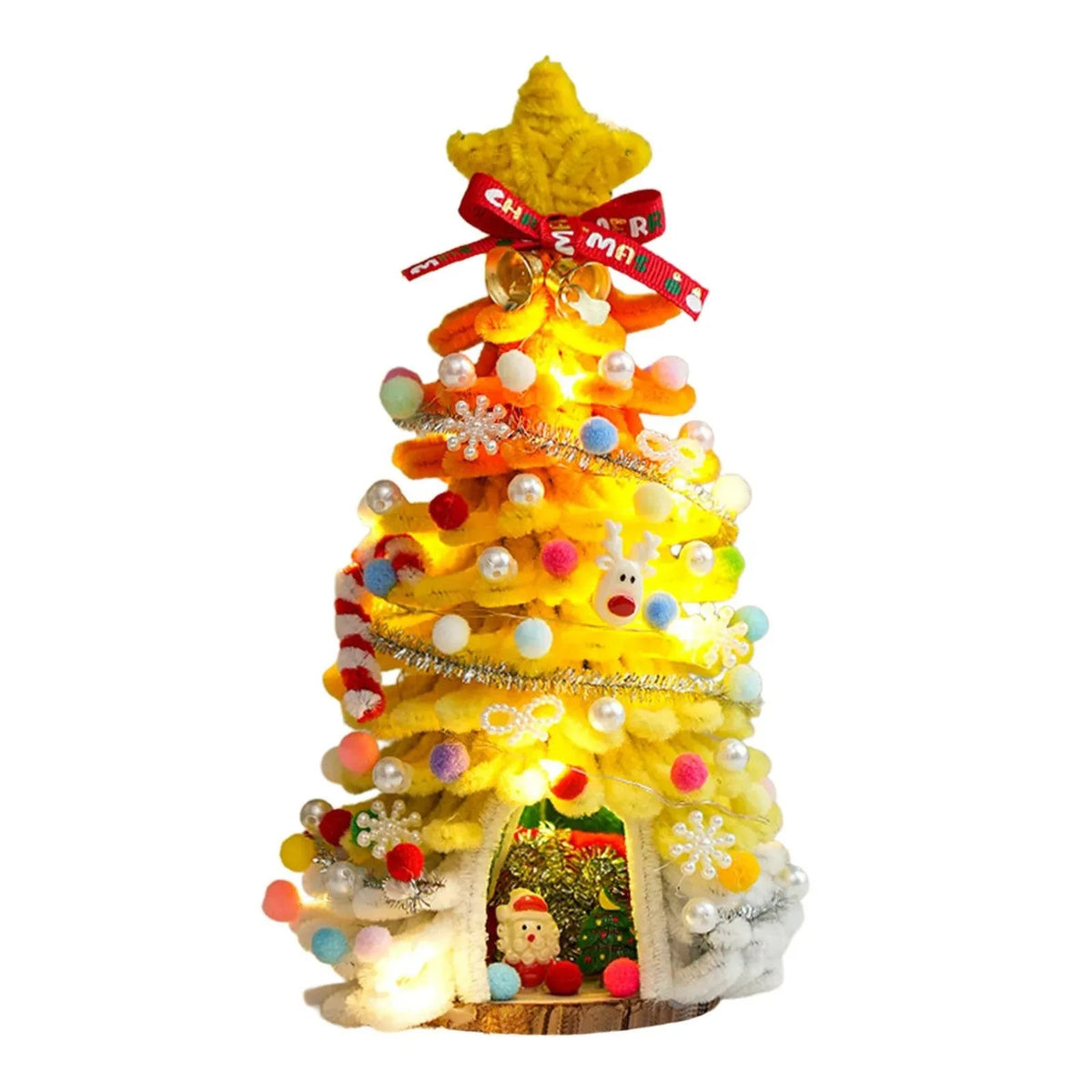 🎄✨DIY Pipe-Cleaner Christmas Tree House Kit with Lights