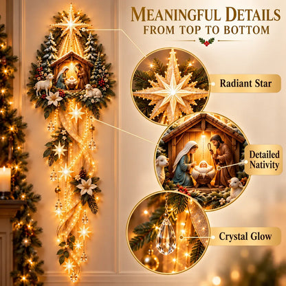 ⏳Buy 2 Get 20% OFF – ✝️ Nativity Starfall Wall Light | Warm Golden Bethlehem Glow for Christmas Walls & Faith-Filled Homes ⭐