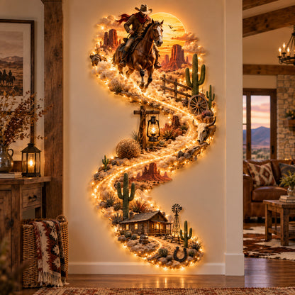🔥LAST DAY 49% - 🌵 Wild West Frontier™ — Lighted Cowboy & Ranch Wall Art 🐎