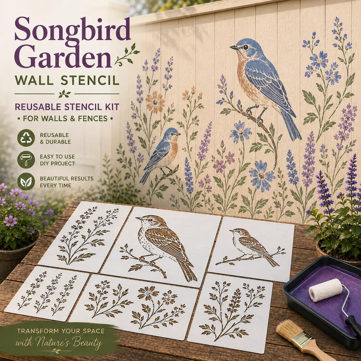 📦Limited Stock 49% OFF 🌿 Garden Wall Stencil™—Make your walls look lively and not monotonous🎁Give your child a vivid home🏠
