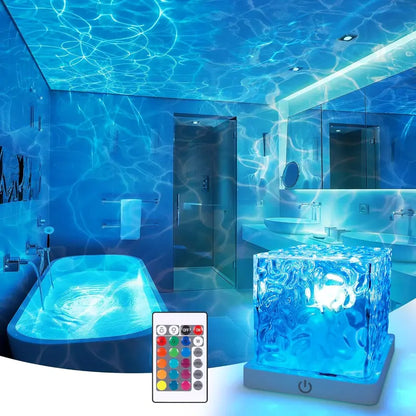 OceanGlow™ Rechargeable Shower Light – 16-Color Water Ripple Projector