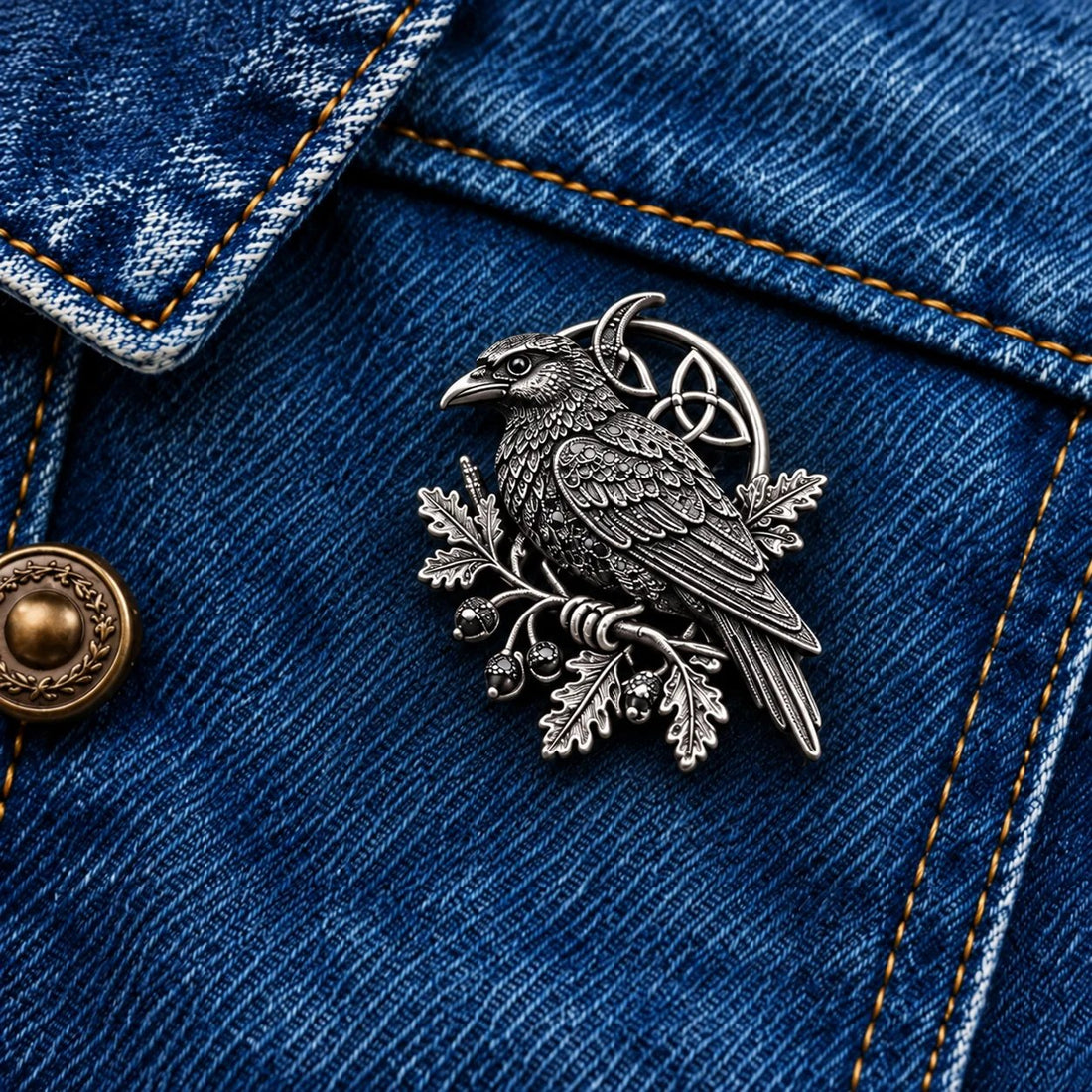 Dark academia raven brooch outfit