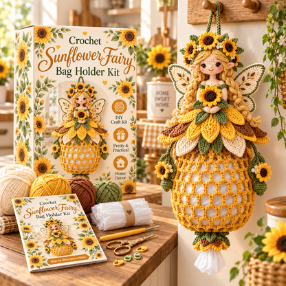 🔥 BUY 3 GET 1 FREE 🔥- 🌸 Flower Fairy Crochet Bag Holder DIY Kit | 6 Garden-Inspired Designs 🧚‍♀️