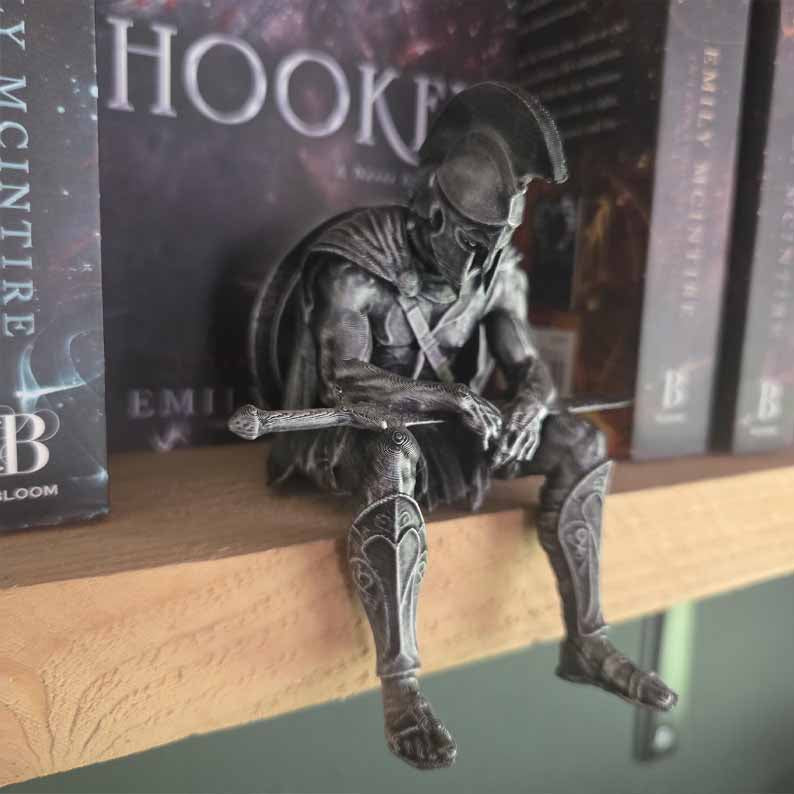 Silver ancient warrior shelf sitter