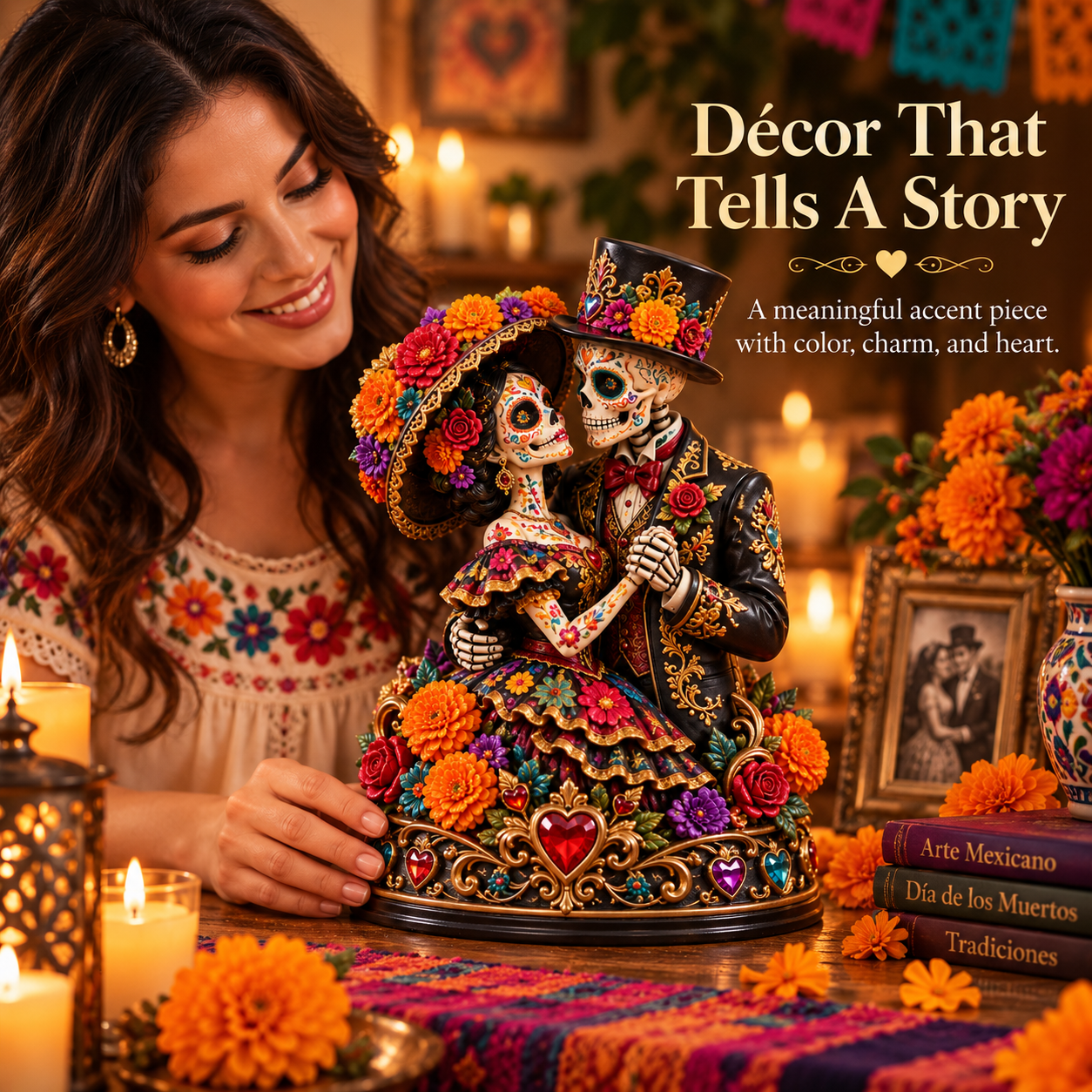 💞 Eternal Love Catrina Couple Figurine – Día de los Muertos Collectible Decor