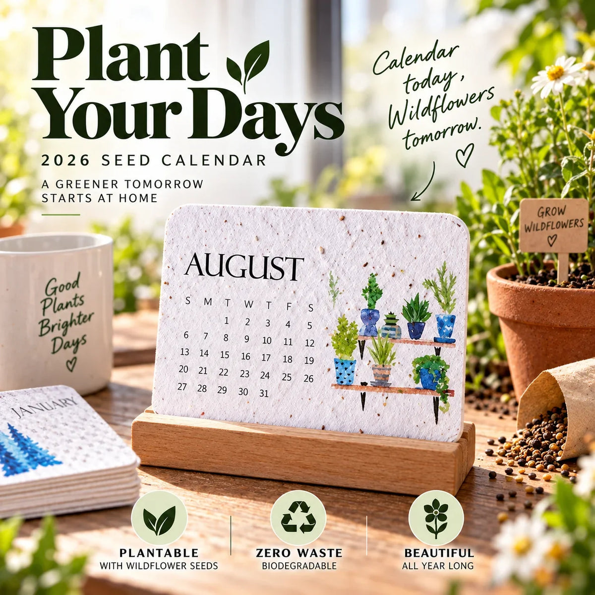 🌱Eco-Friendly Plantable “Timeless” Seed Calendar 2027