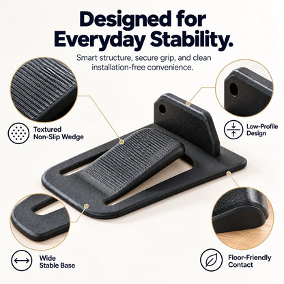 No-drill Door Stopper — Low-profile Repositionable Interior Door Holder