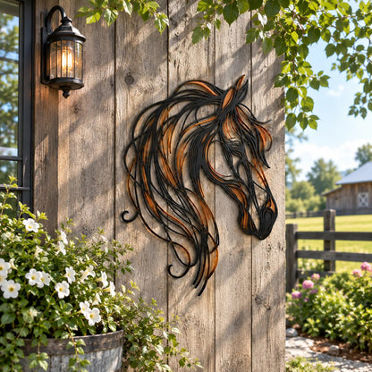 Wild Grace Horse Metal Wall Art – Flowing Mane Equestrian Decor