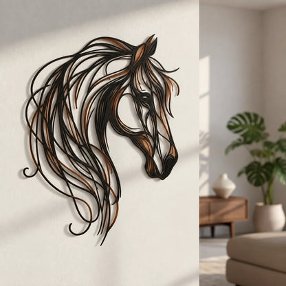 Wild Grace Horse Metal Wall Art – Flowing Mane Equestrian Decor