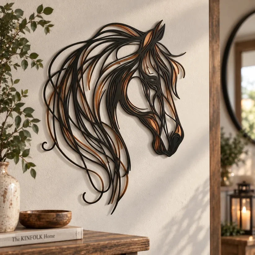 Wild Grace Horse Metal Wall Art – Flowing Mane Equestrian Decor
