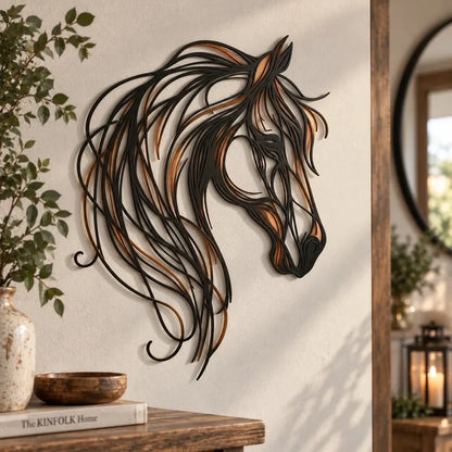 Wild Grace Horse Metal Wall Art – Flowing Mane Equestrian Decor
