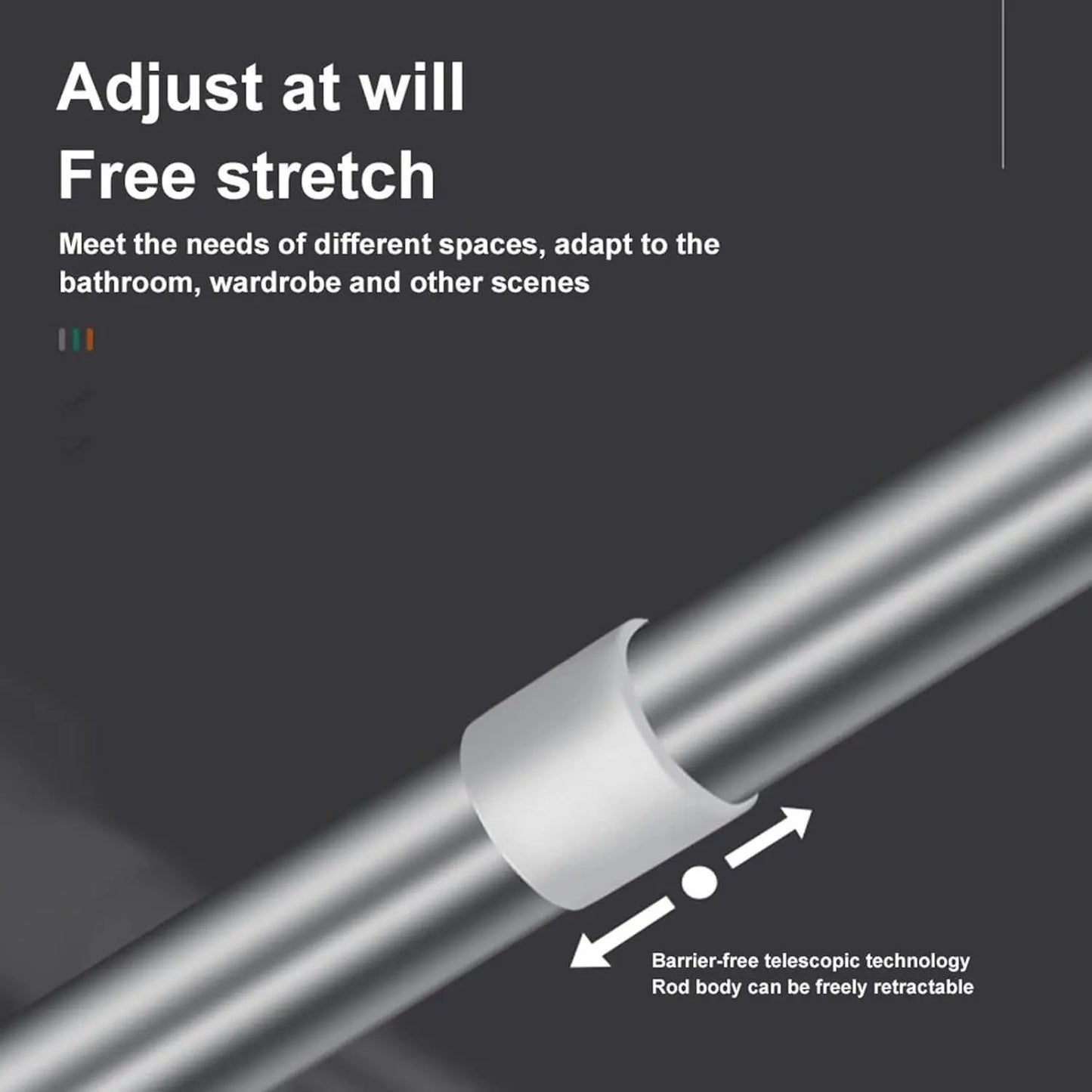 Punch-Free Adjustable Telescopic Tension Rod for Closet & Laundry Organization