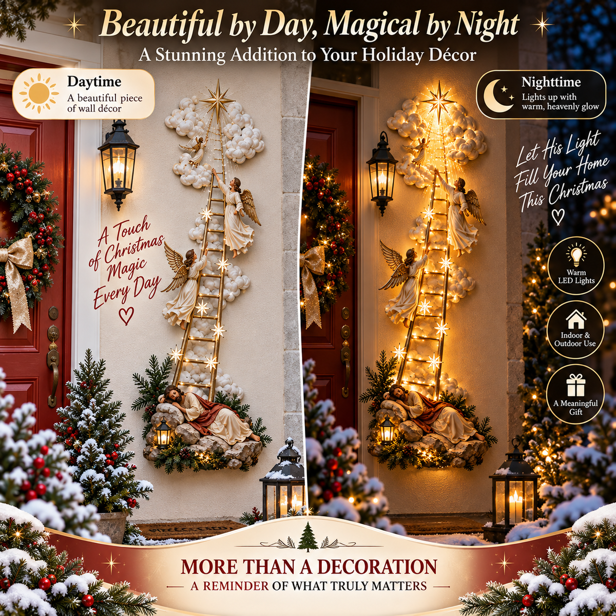 ⏰Limited Stock 50% OFF -✝️✨ Jacob’s Ladder Lighted Wall Décor | A Story of Faith, Hope & Heaven 🌟