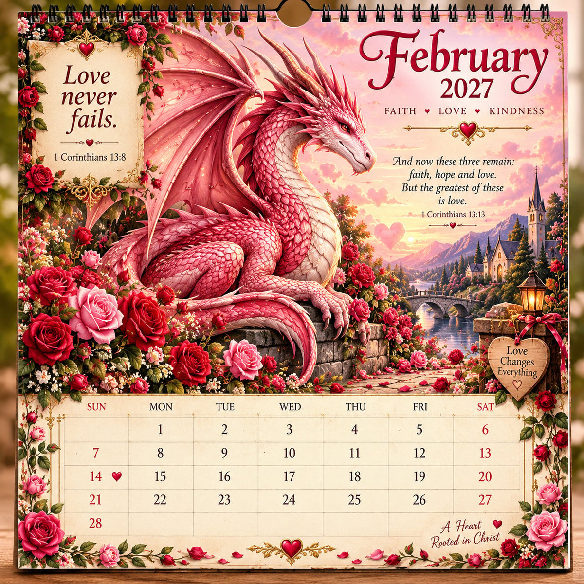 🔥LAST DAY 49% OFF - 🐉📖2027 Dragon Seasons of Faith Calendar – 12 Fantasy Dragons, Scripture & Seasonal Christian Art