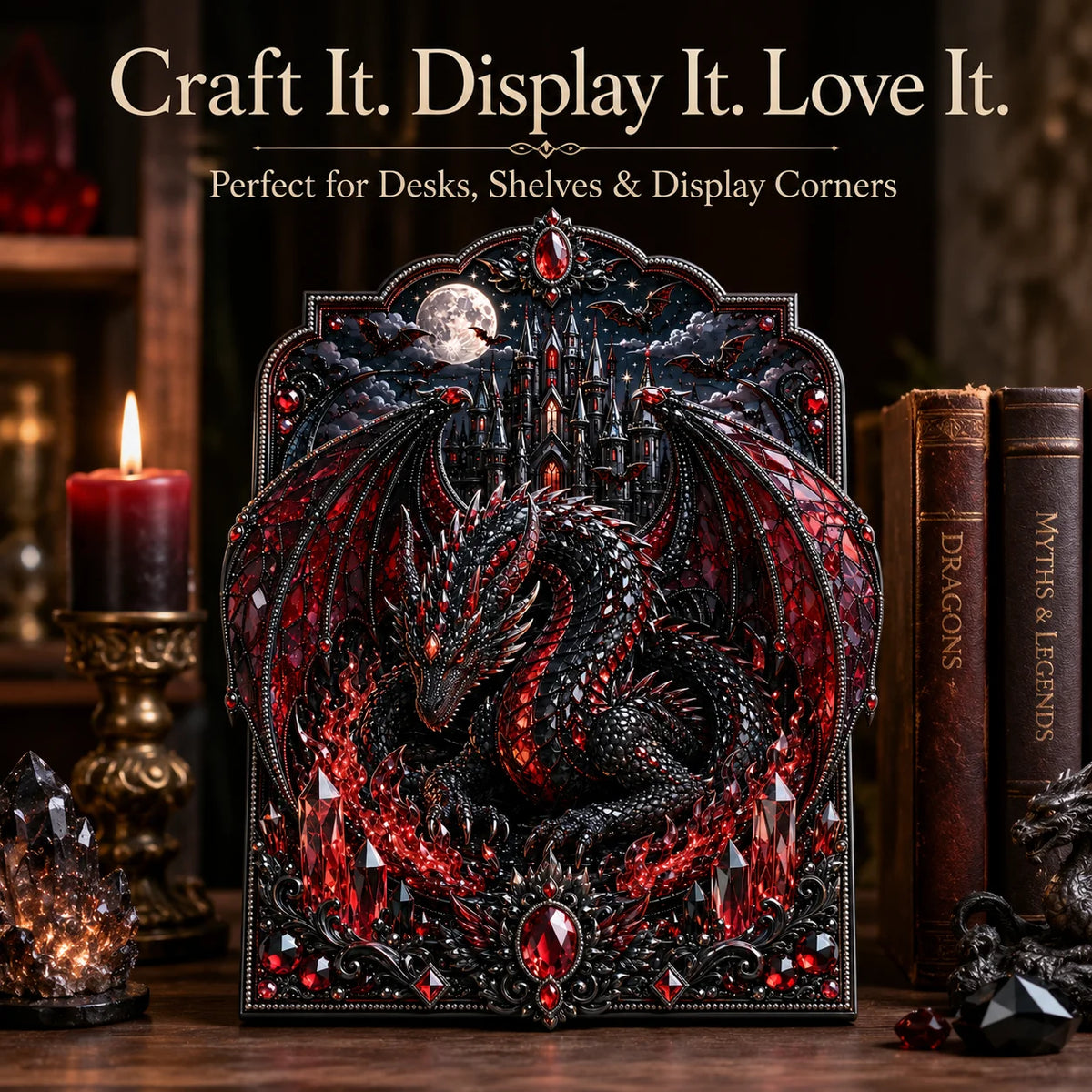 ⏰Limited Stock 50% OFF - 🐉 3D Layered Dragon Diamond Painting Kit, 5 Styles Fantasy Crystal Pearl Drill DIY Art Decor 25×30cm