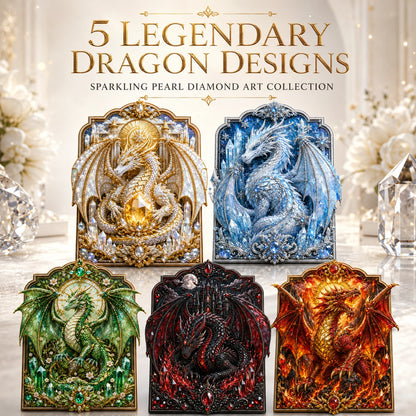 ⏰Limited Stock 50% OFF - 🐉 3D Layered Dragon Diamond Painting Kit, 5 Styles Fantasy Crystal Pearl Drill DIY Art Decor 25×30cm