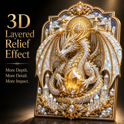 ⏰Limited Stock 50% OFF - 🐉 3D Layered Dragon Diamond Painting Kit, 5 Styles Fantasy Crystal Pearl Drill DIY Art Decor 25×30cm