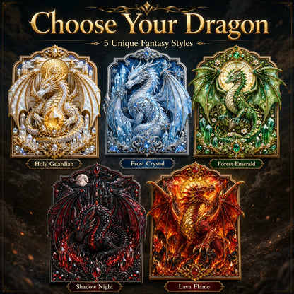 ⏰Limited Stock 50% OFF - 🐉 3D Layered Dragon Diamond Painting Kit, 5 Styles Fantasy Crystal Pearl Drill DIY Art Decor 25×30cm
