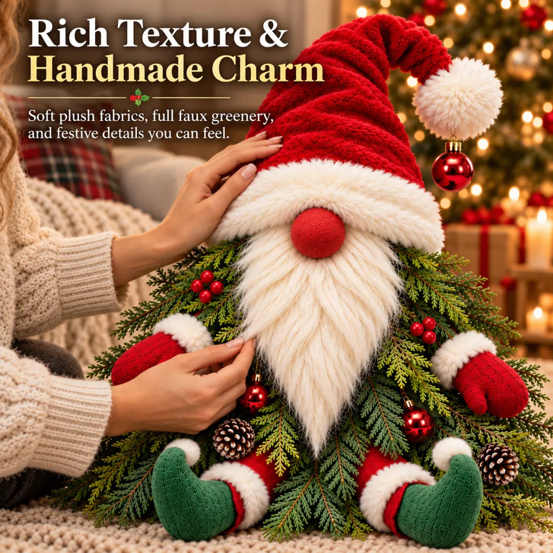 Christmas Evergreen Gnome plush hat beard evergreen and berry details