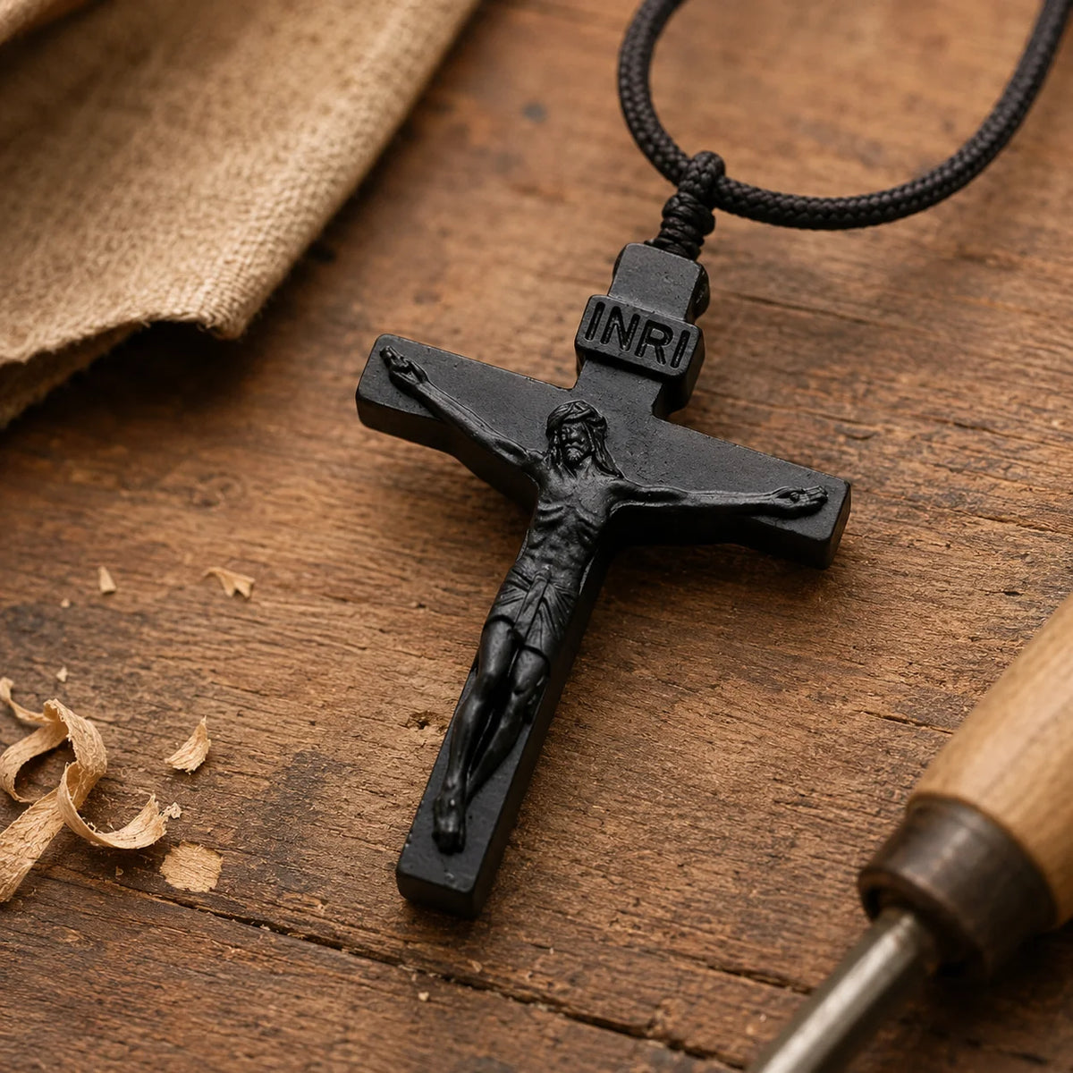 ✝️ Handmade Wooden Jesus Cross Necklace (𝐃𝐚𝐧𝐢𝐞𝐥 𝐁𝐫𝐨𝐨𝐤𝐬 𝐇𝐚𝐧𝐝𝐦𝐚𝐝𝐞)