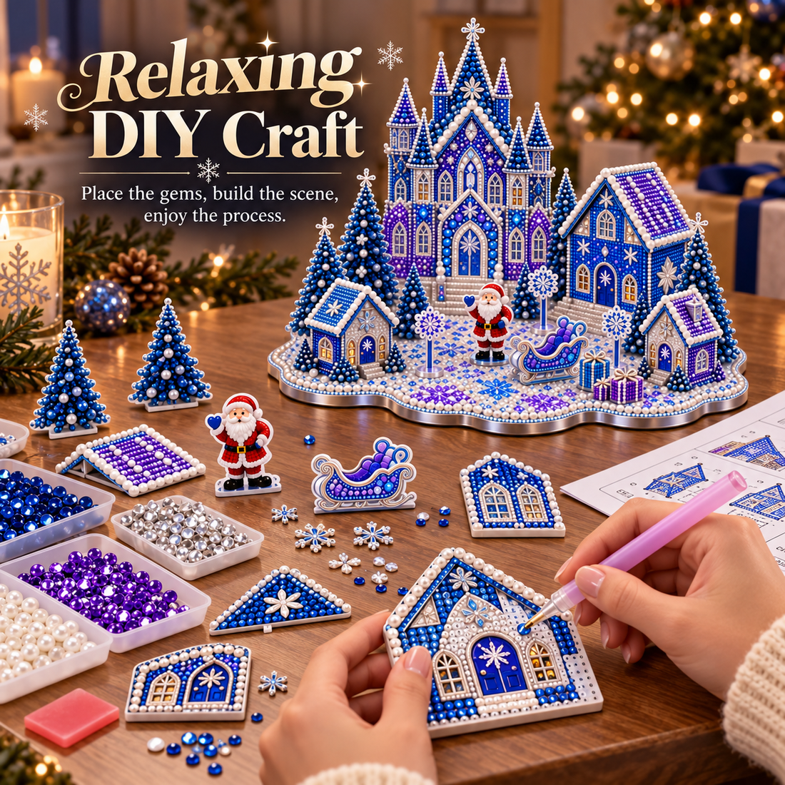 Christmas village gem art kit contents