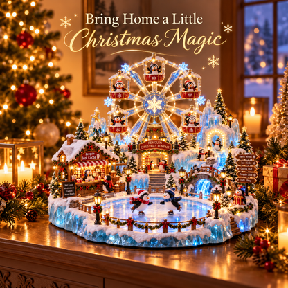 ⏰Limited Stock 50% OFF - 🎡 Penguin Christmas Funfair | Lighted Animated Christmas Village