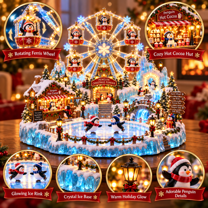 ⏰Limited Stock 50% OFF - 🎡 Penguin Christmas Funfair | Lighted Animated Christmas Village