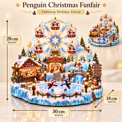 ⏰Limited Stock 50% OFF - 🎡 Penguin Christmas Funfair | Lighted Animated Christmas Village