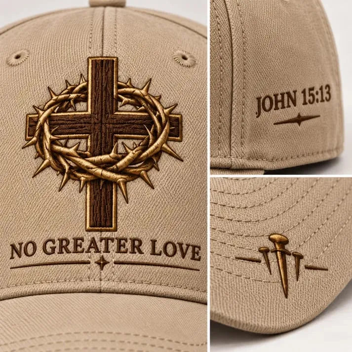 Cross and crown of thorns embroidered details