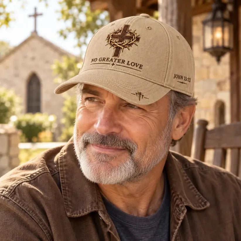 Man wearing Christian embroidered cap