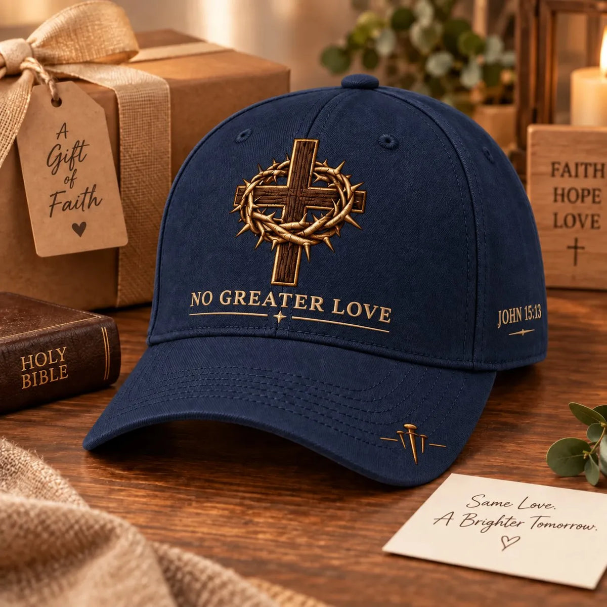 ✝️ John 15:13 No Greater Love Embroidered Christian Baseball Cap