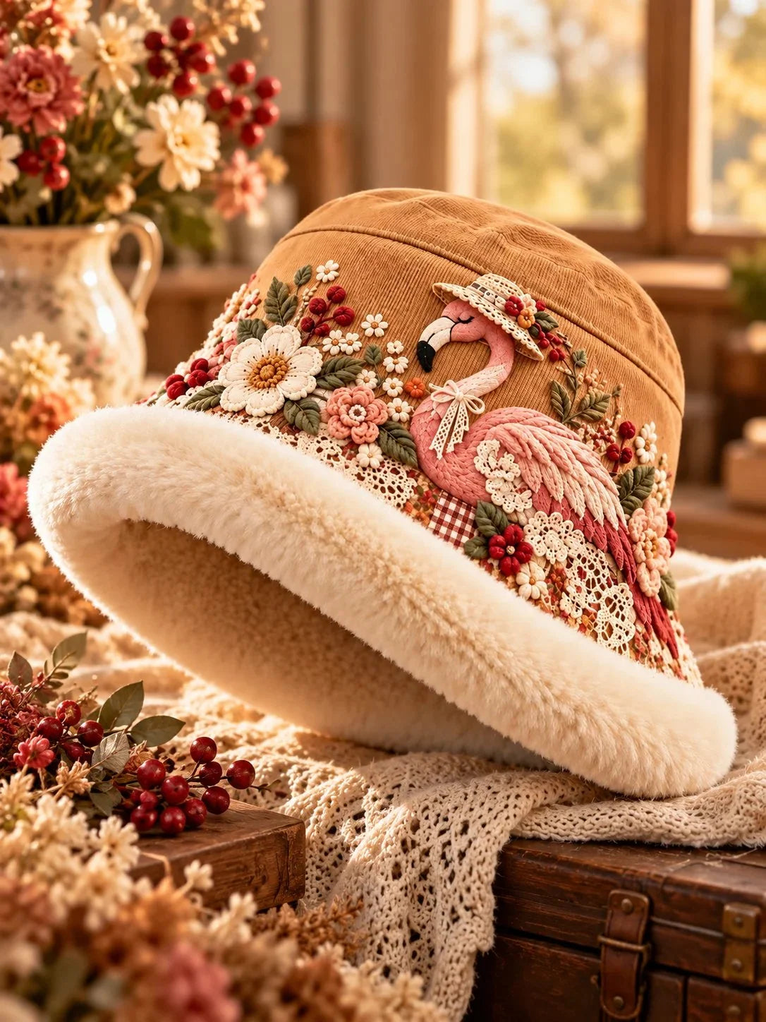 🌸 Women’s Cozy Plush-Lined Winter Bucket Hat – Floral & Animal Designs(📦Buy 2 Free Shipping)