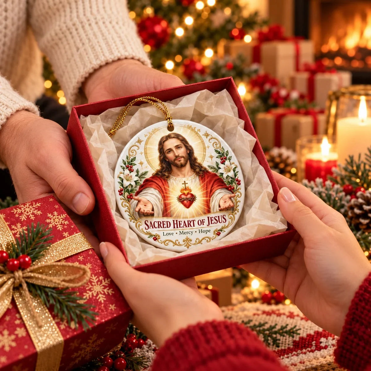 Christian Faith Ceramic Ornament – Double-Sided Keepsake for Peace, Comfort & Daily Blessings