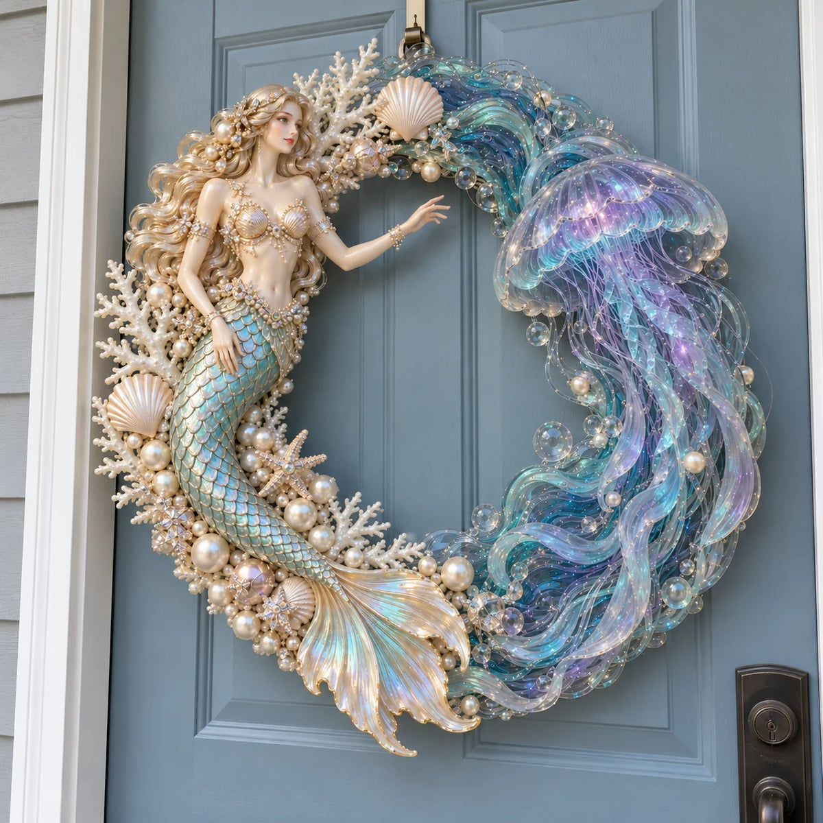 Full Mermaid and Jellyfish Ocean Wreath