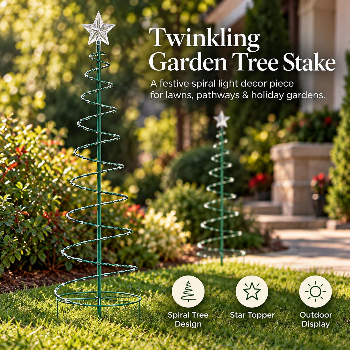 🎄✨ Star LED Spiral Christmas Tree Garden Lights
