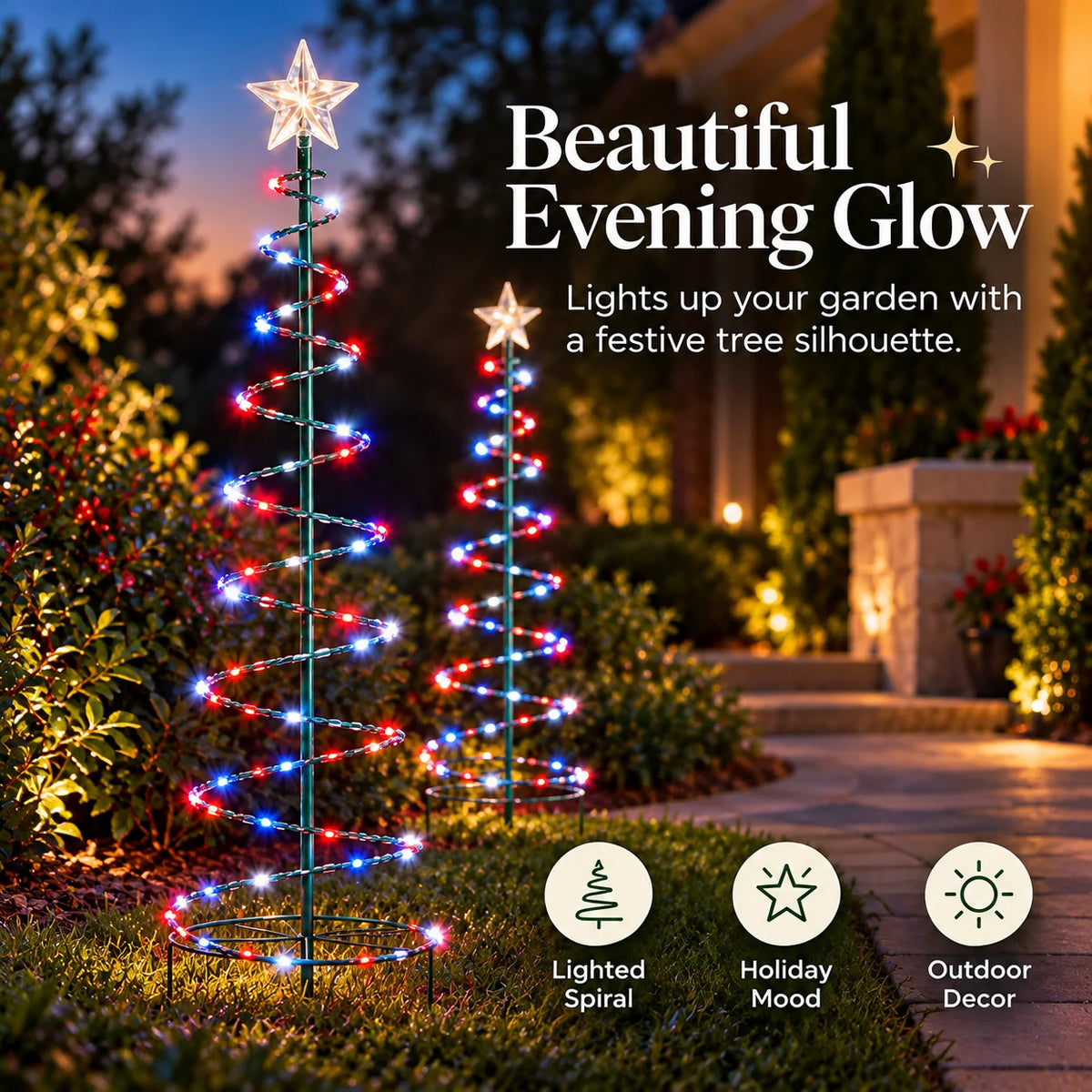 🎄✨ Star LED Spiral Christmas Tree Garden Lights