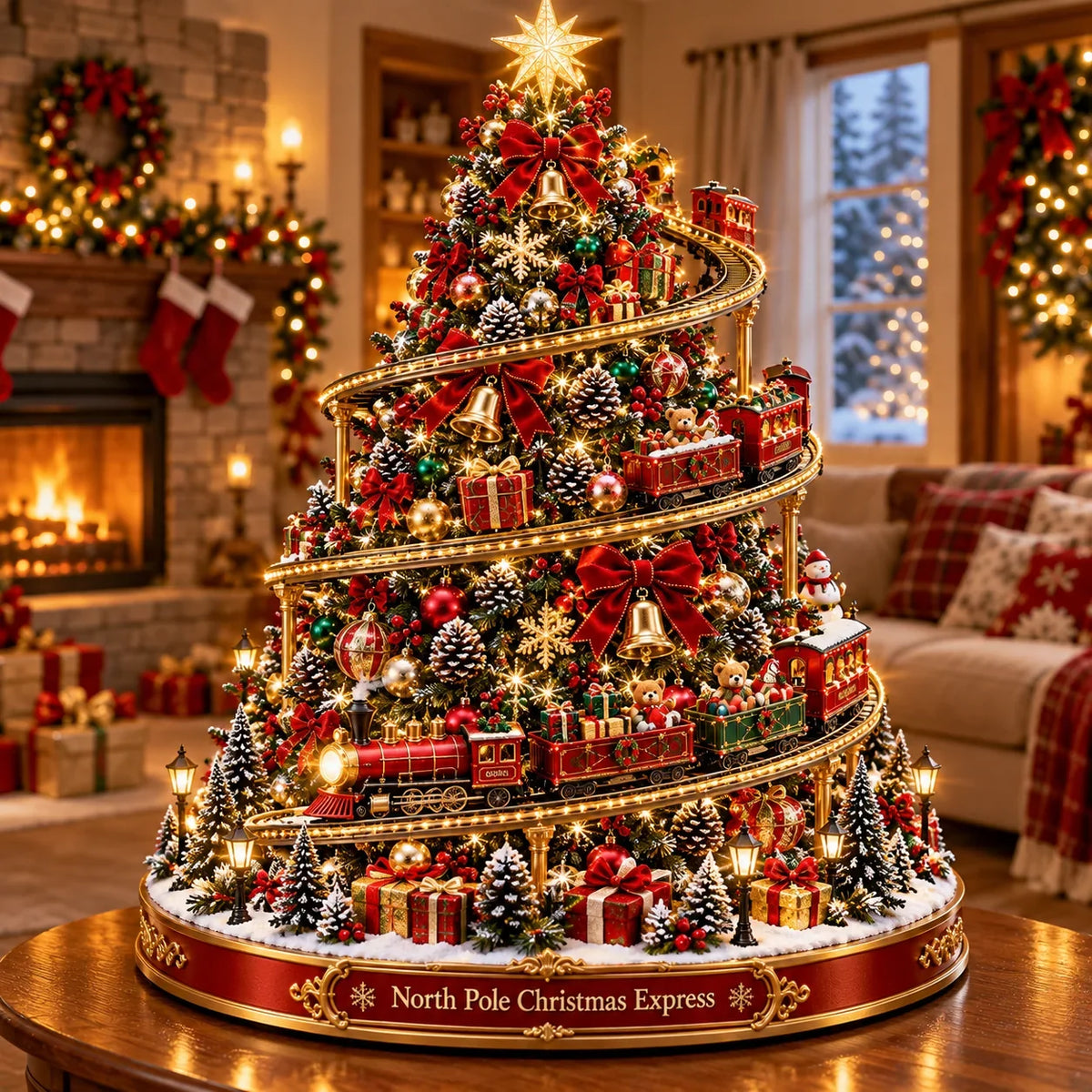 🎄 North Pole Christmas Express Tree | Lighted Spiral Train Display