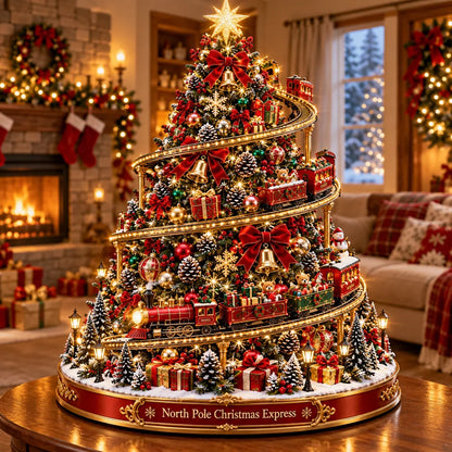 🎄 North Pole Christmas Express Tree | Lighted Spiral Train Display