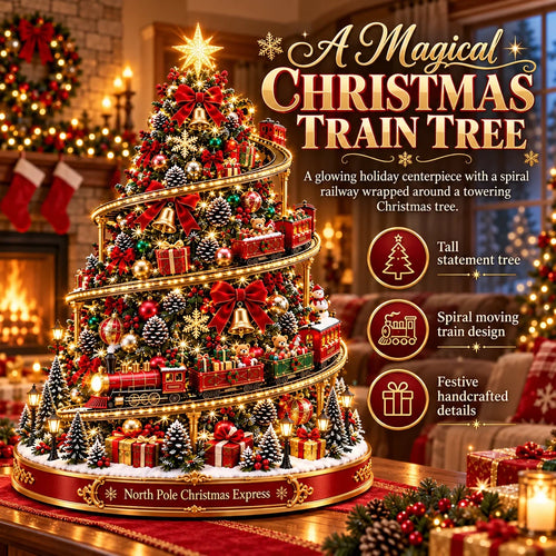 🎄 North Pole Christmas Express Tree | Lighted Spiral Train Display