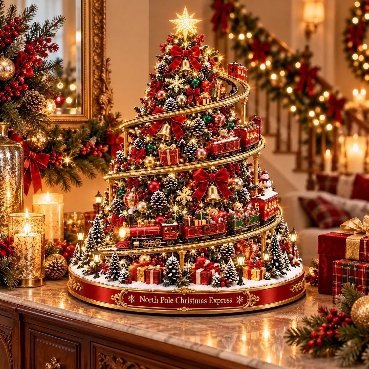 🎄 North Pole Christmas Express Tree | Lighted Spiral Train Display
