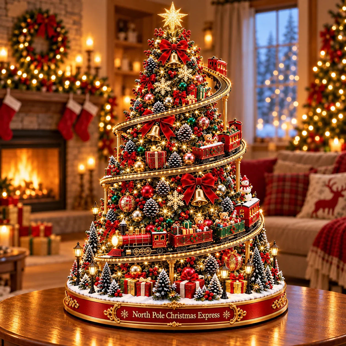 🎄 North Pole Christmas Express Tree | Lighted Spiral Train Display
