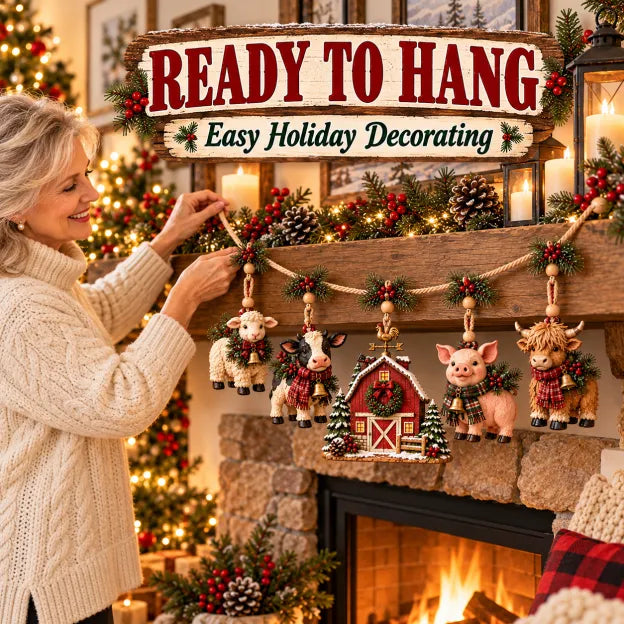 🐄 Christmas Farm Friends Hanging Mantel Garland