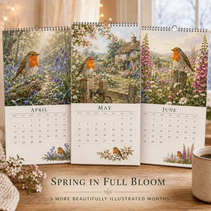 2027 Robin Seasons Calendar – Countryside Garden Bird Wall Calendar & Gift for Bird Lovers