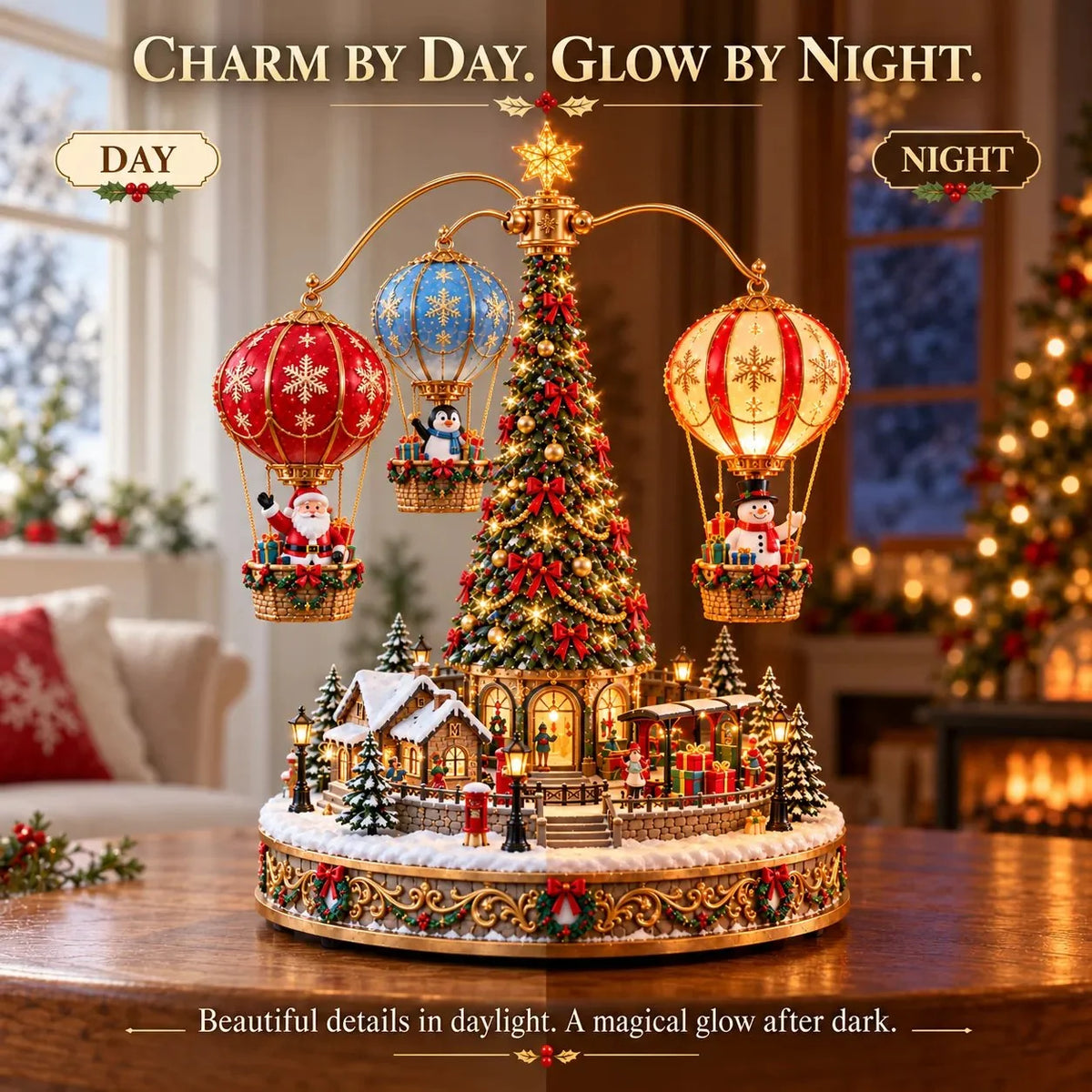 ⏰Limited Stock 50% OFF - 🎅🎈 Santa’s Sky Journey – Animated Lighted Christmas Balloon Village